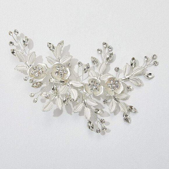 Silver Rhinestone Bridal Hair Comb for Wedding, Hair Accessory Headpiece for Wom - Picture 1 of 5